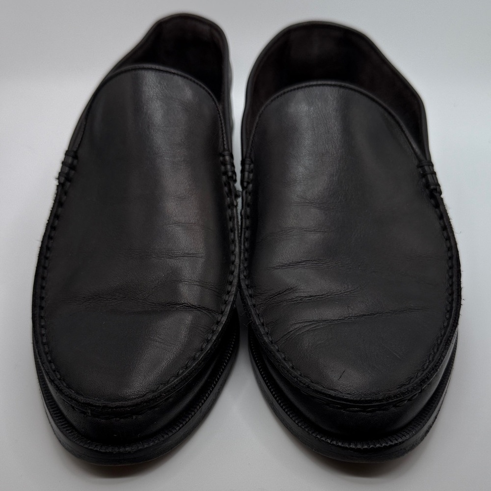 Anne Klein Sleek Black Leather Slip-Ons